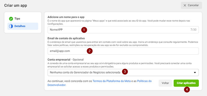 Configurações do App