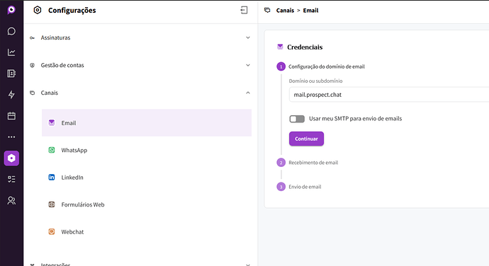 Configuração para uso próprio
