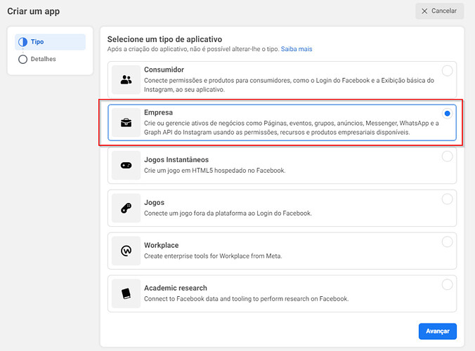 Tipo de aplicativo: Empresa